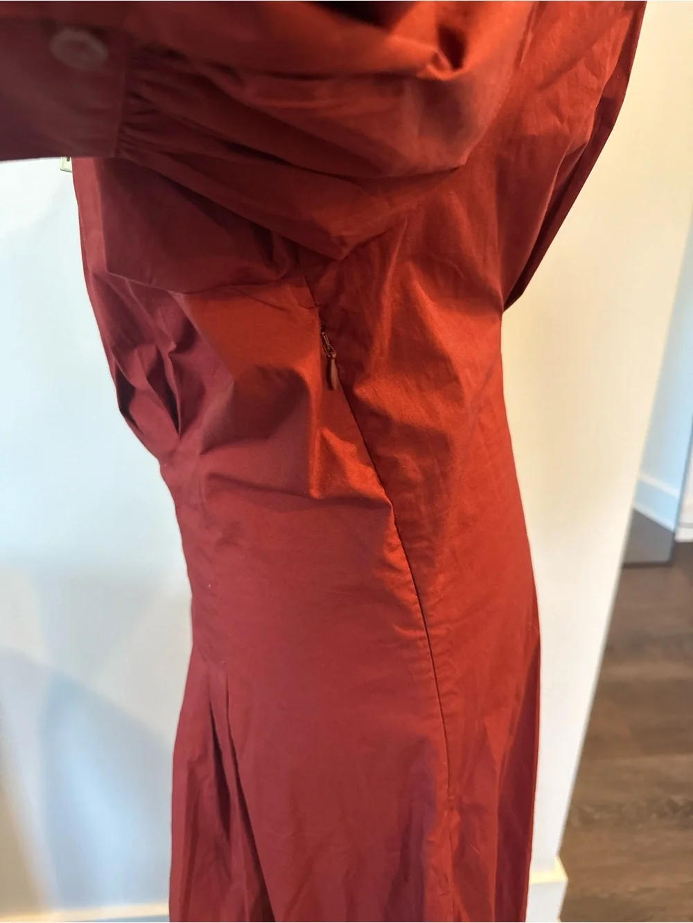 J. Crew Red 3/4 Sleeve Cotton Maxi Dress